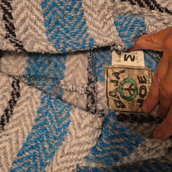 Baha Joe Unisex Striped Mexican Baja Hoodie / Pullover Size M (0718) - Picture 3 of 7